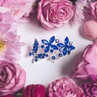 Брошь "Бабочки" синеглазки, цвет синий в серебре - фото 809169196