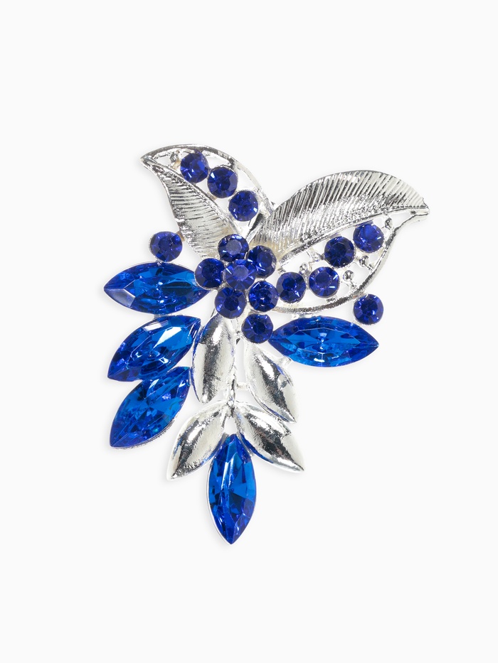 Брошь «Цветок» лобелия, синяя в серебре - Фото 1