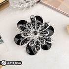 Брошь «Цветок» астры, чёрная в серебре - Фото 2
