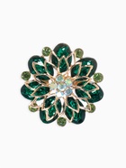 Брошь «Цветок Хризантемы», зелёная в золоте - Фото 1