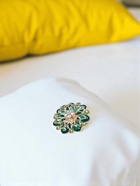 Брошь «Цветок» хризантемы, зелёная в золоте - Фото 7