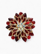Брошь «Цветок» хризантемы, цвет красный в золоте - Фото 1