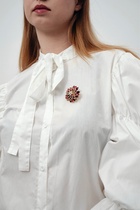 Брошь «Цветок» хризантемы, цвет красный в золоте - Фото 4