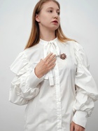 Брошь «Цветок» хризантемы, цвет красный в золоте - Фото 7