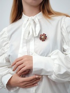 Брошь «Цветок Хризантемы», красная в золоте - Фото 2