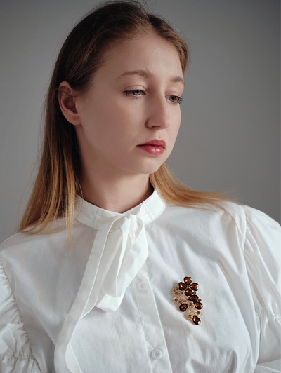 Брошь «Цветочная лоза», цвет золото