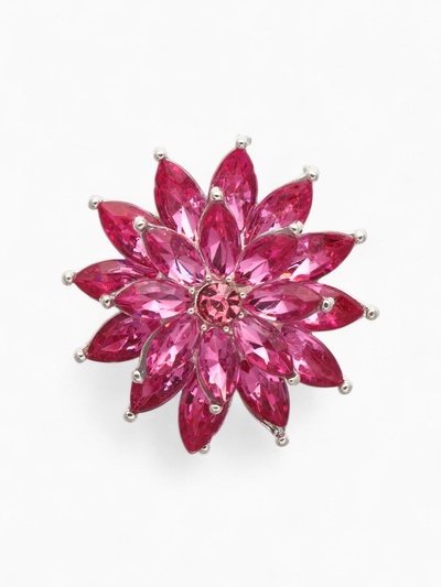Брошь «Цветок» хризантема, цвет малиновый в серебре
