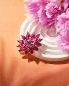 Брошь «Цветок» хризантема, цвет малиновый в серебре - Фото 4