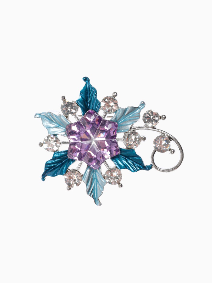 Брошь «Цветочек» сказочный, цветная в серебре - Фото 1