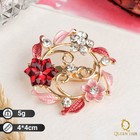 Брошь «Цветочная рамка» круг, цвет красный в золоте - Фото 2