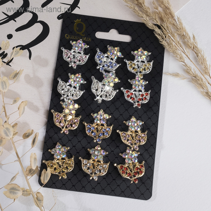 Брошь "Ассорти" ажурные цветы, цвет МИКС (неделимая фас.12шт, цена за шт)