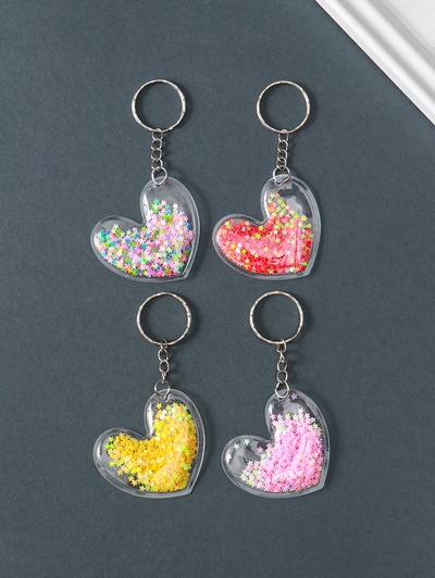 Брелок для ключей на кольце «Сердечко», пластик с глиттером, 5.2×4.8 см, МИКС