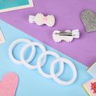 Набор для волос "Манюня" (2 зажима, 4 резинки) бантики белый - Фото 3