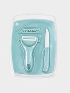 Набор кухонных принадлежностей Доляна «Керамик», 3 предмета: нож 16 см, овощечистка 12 см, доска 19.5×15.5 см, голубой - Фото 10