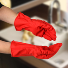 Перчатки хозяйственные резиновые с утеплителем Доляна, размер L, 85 гр, цвет красный - фото 17574093