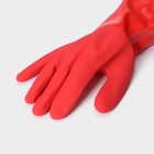 Перчатки хозяйственные с утеплителем Доляна, размер L, длинные манжеты, резиновые, цвет красный - Фото 4