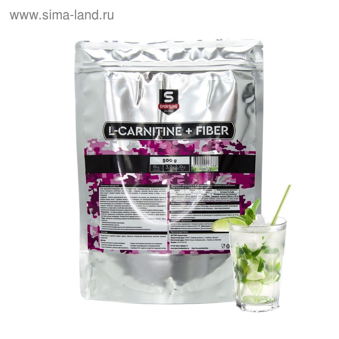 L-Carnitine+Fiber SportLine, мохито, zip lock 500 г - Фото 1