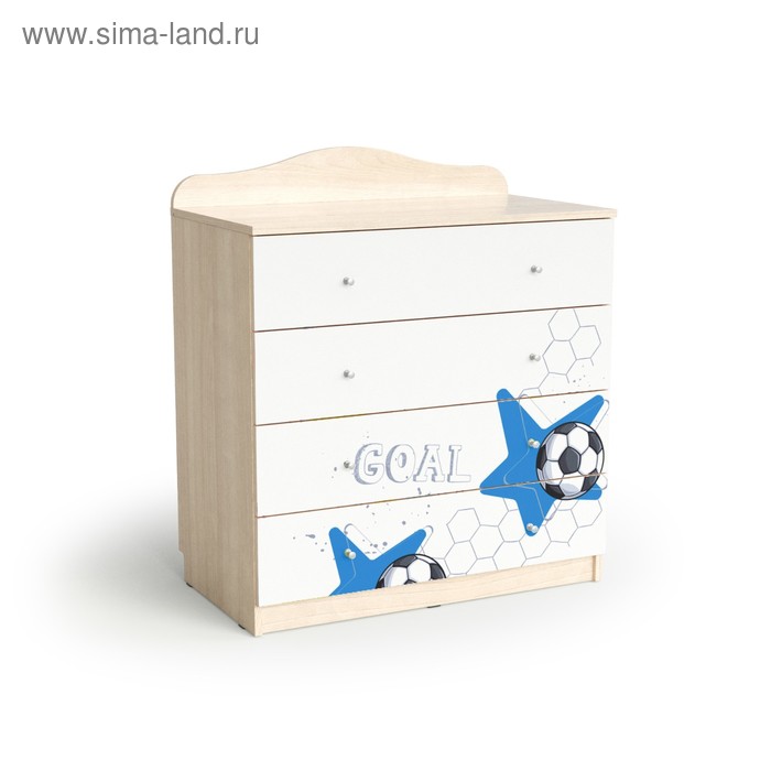 Комод с 4 ящиками Football, 800х450х910, Белый/Ясень шимо светлый - Фото 1