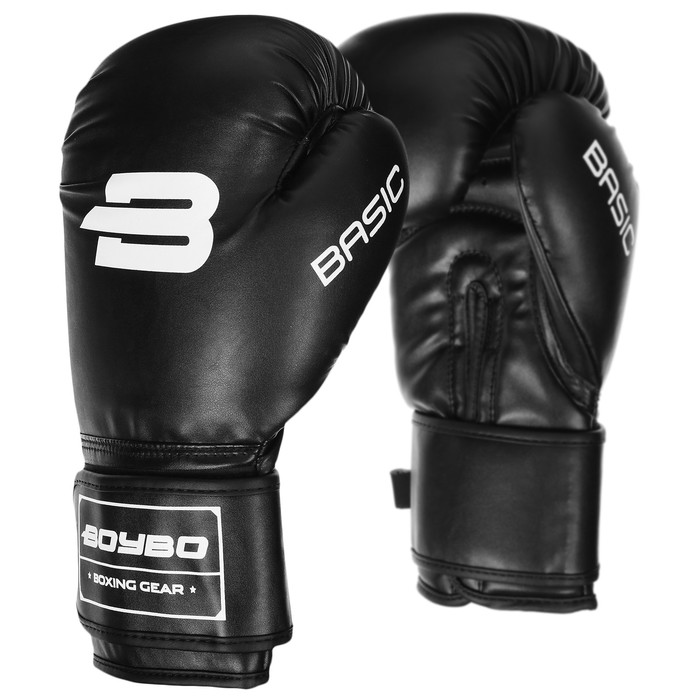 Перчатки боксёрские BoyBo Basic, 12 унций, цвет черный - Фото 1