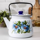 Чайник с кнопкой «Цветы синие», 3,5 л, индукция, цвет белый - фото 18057075