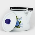 Чайник «Цветы синие», 3.5 л, эмалированная сталь, белый - Фото 2