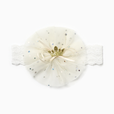 Повязка на голову для девочки «Крошка Я. Цветочек», 20 см, кремовая