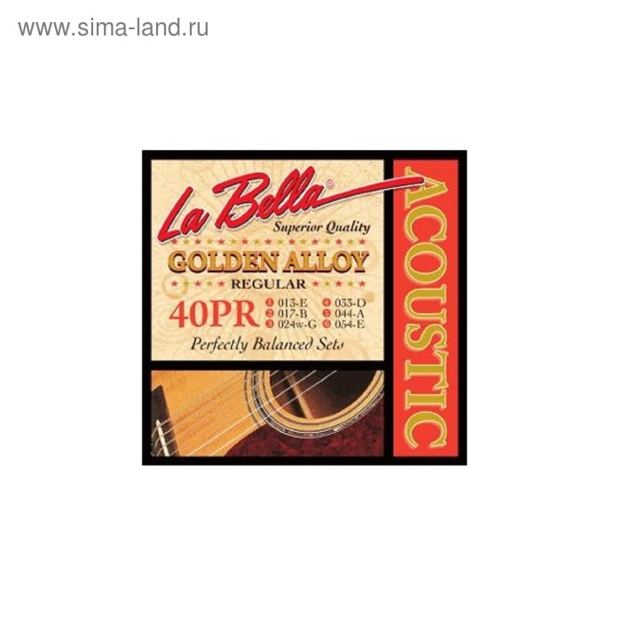 Струны для акустической гитары LA BELLA 40PR Regular (013-017-024-033-044-054) - Фото 1