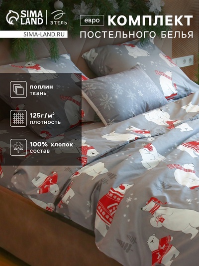 Постельное бельё евро «Этель. Зимние игры», поплин
