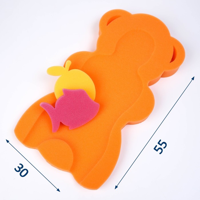 Подкладка для купания макси «Мишка», цвет желтый/оранжевый, 55х30х6см - Фото 1