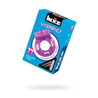 Виброкольцо Luxe Vibro «Бешеная гейша» + презерватив, 1 шт.
