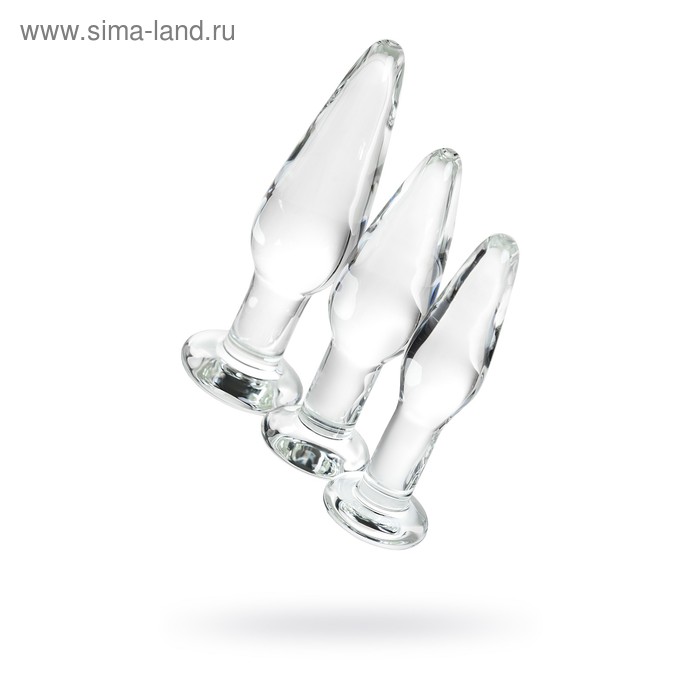 Набор анальных пробкка Sexus Glass, стекло, прозрачный, 14/12, 5/12 см, d= 4/3, 5/3 см - Фото 1