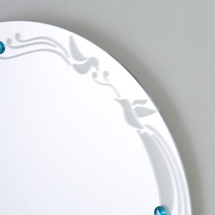 Зеркало «Птицы в круге», с пескоструйной графикой, настенное, 50×50 см - фото 1886417155
