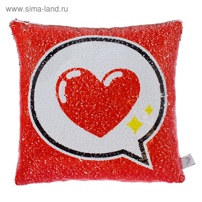 Наволочка декоративная с пайетками «Этель» Сердце, 40×40 см, велюр, 100% п/э