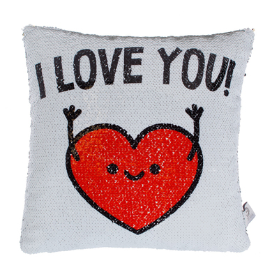 Наволочка декоративная с пайетками «Этель» I love you, 40х40 см, велюр, 100% п/э