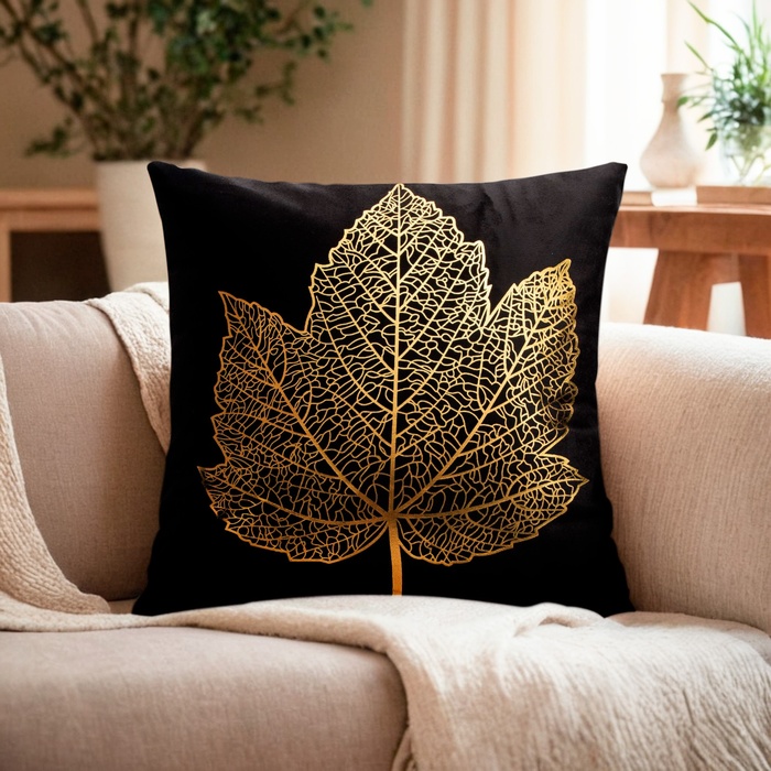 Наволочка декоративная Этель «Листок» 42×42 см, велюр - Фото 1