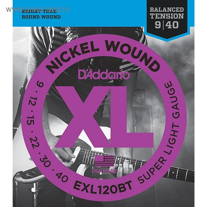 Струны для электрогитары D'Addario EXL120BT Nickel Wound Super Light, 09-40 - Фото 1