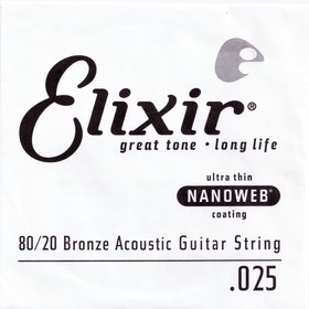 

Отдельная струна для акустической гитары Elixir 15125 Nanoweb бронза 80/20, .025