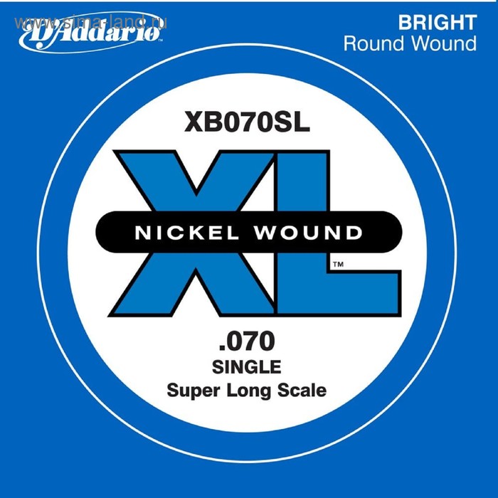 Отдельная струна для бас-гитары D'Addario XB070SL Nickel Wound никелированная, .070, Super Long   45 - Фото 1