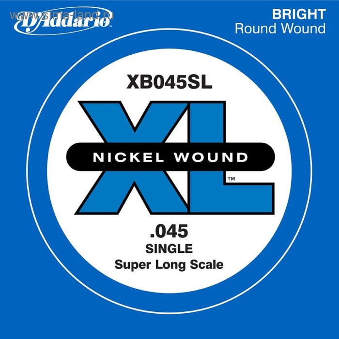 Отдельная струна для бас-гитары D'Addario XB045SL Nickel Wound никелированная, .045, Super Long   45 - Фото 1