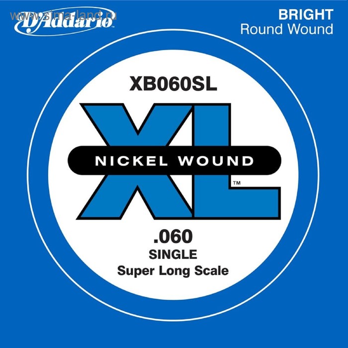 Отдельная струна для бас-гитары D'Addario XB060SL Nickel Wound никелированная, .060, Super Long   45 - Фото 1