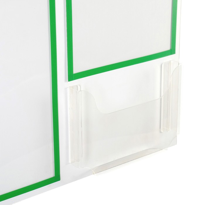 Информационный стенд «Уголок потребителя» 3 кармана (1 плоский А4, 1 плоский А5, 1 объёмный А5), цвет зелёный - фото 1883478567