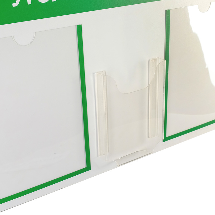 Информационный стенд «Уголок потребителя» 3 кармана (2 плоских А4, 1 объёмный А5), цвет зелёный - фото 1905583829