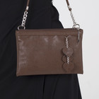 Сумка женская, 3 отдела на молниях, длинный ремень, цвет тёмно-коричневый - Фото 2