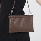 Сумка женская, 3 отдела на молниях, длинный ремень, цвет тёмно-коричневый - Фото 3