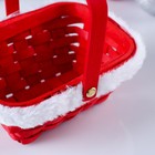 Корзина плетеная «Новогодняя», красная, 15×12×7,5/25 см, шпон - Фото 3