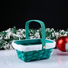 Корзина плетёная для хранения «Новогодняя», 15×12×7.5 см, ручка h=17.5 см, зелёная - фото 59757061