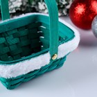Корзина плетёная для хранения «Новогодняя», 15×12×7.5 см, ручка h=17.5 см, зелёная - фото 59757063