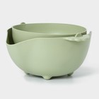 Дуршлаг кухонный с поддоном, 25×11.5 см, нержавеющая сталь, МИКС - Фото 1