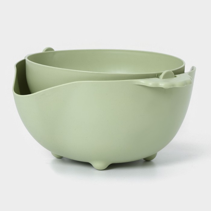 Дуршлаг кухонный с поддоном, 25×11.5 см, нержавеющая сталь, МИКС - Фото 1