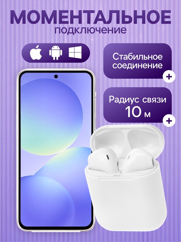 

Наушники беспроводные Luazon i9S, TWS, Bluetooth 5.0, 50/600 мАч, белые